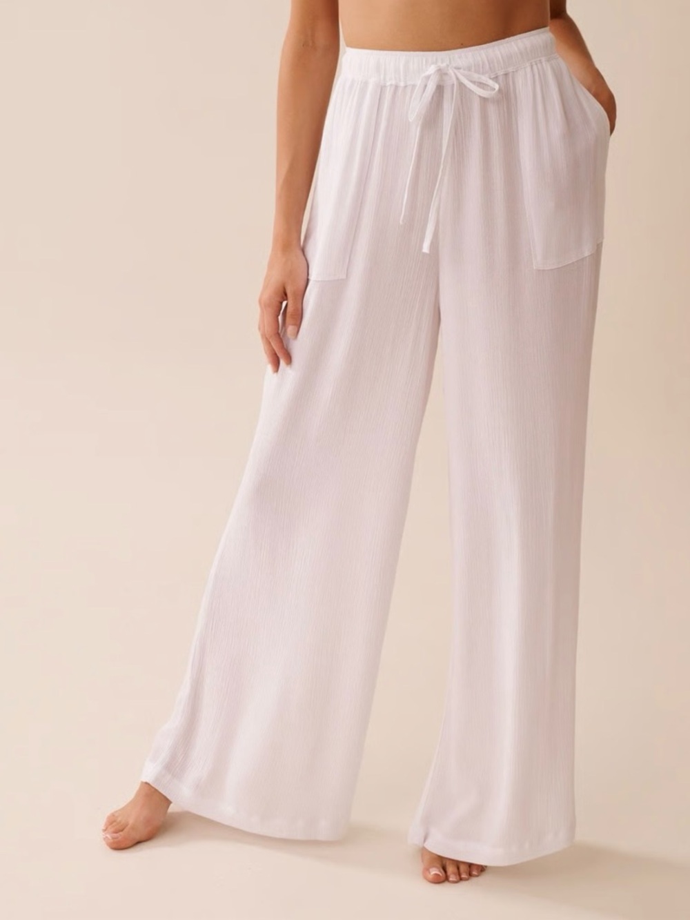 La Vie En Rose Aqua White Lightweight Swim Coverup Pants SZ.M